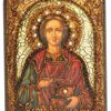 Настольная икона "Святой Великомученик и Целитель Пантелеймон" на мореном дубе
